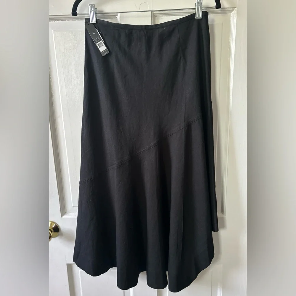 NWT Nic+Zoe Linen Blend Black Onyx Asymmetrical Skirt Women’s Size 8